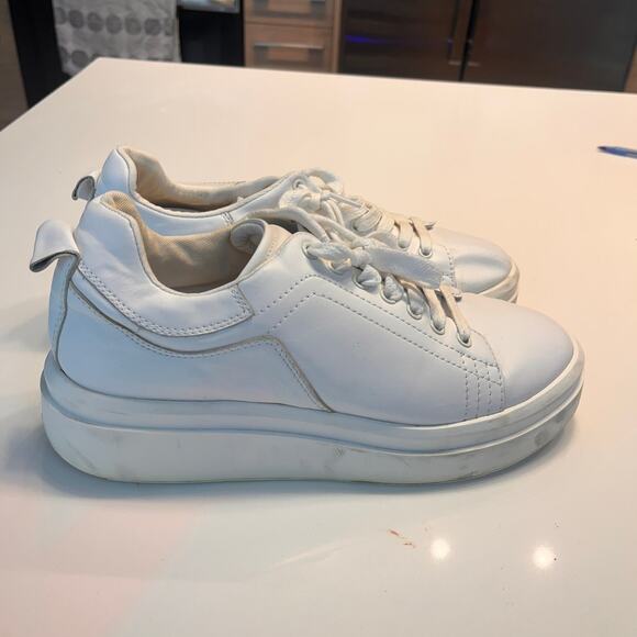 Zara Athletic Leather Lace Up Platform Sneakers Shoes White Size 40 - Picture 9 of 11